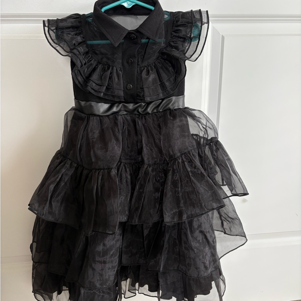 Girl’s Wednesday Adam’s Costume- Black Ruffled Dress